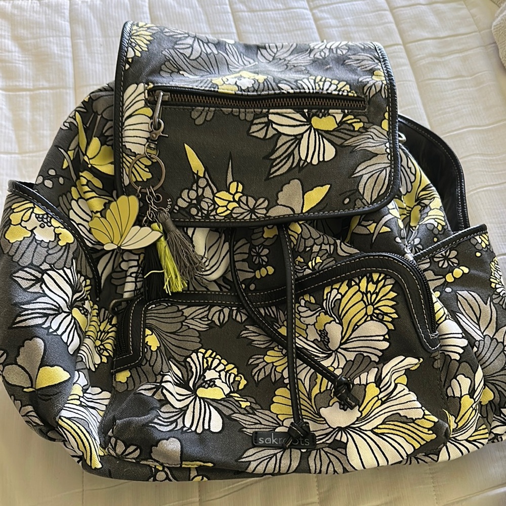 Sakroots Floral Gray Backpack
